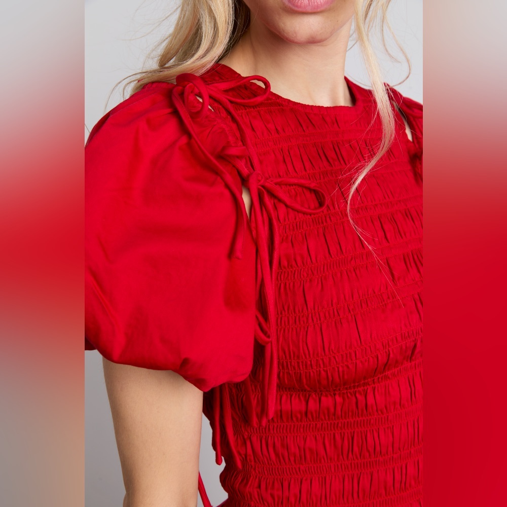 Damson Madder Becca Multi Way Blouse Cherry Red Organic Cotton Size 4 Size 8 UK - Picture 5 of 16